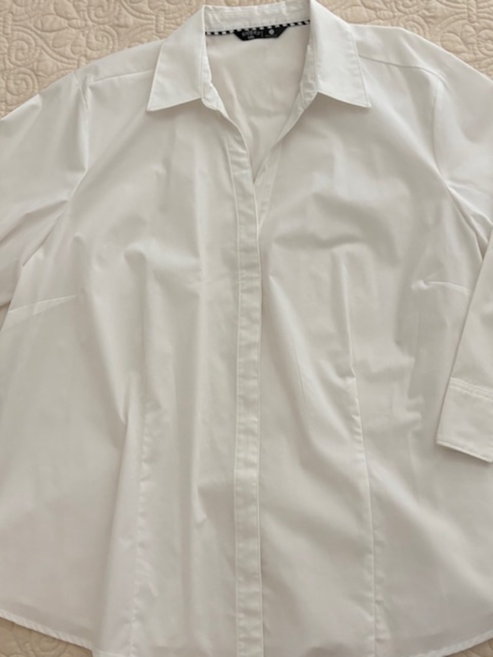 Riders by Lee Women’s White Indigo Easy Care 3/4 Sleeve Woven Shirt Size 3x NWOT